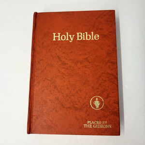 Vintage 1976 Holy Bible KJV Gideons Dial Orange HC King James Hotel Bible Text